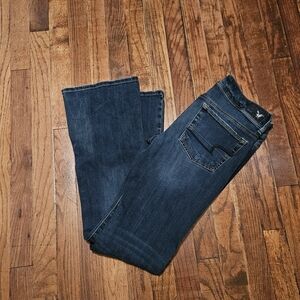 Women's American Eagle Outfitters Dark Wash Straight Leg Jeans Size 6 Regular